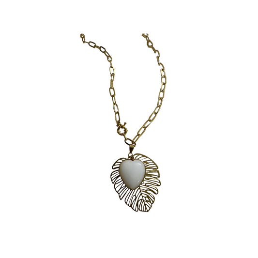 Heart Necklace with Leaf