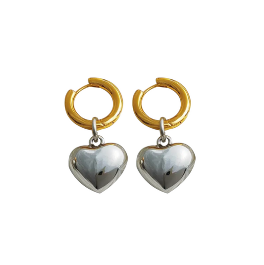 Nani Double TOne Heart Earrings